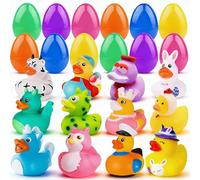 Vinvovojoy 12pcs Easter Rubber Duckies Toys, Novelty Colorful Bunny Duckies Mini Ducks Rubber Bath Duck Toys, Pre Filled Easter Eggs for Easter Egg Hunt, Easter Party Favor, Easter Basket Stuffers