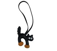 VINWO Cat Leather Bag Charm, Cat Back Arched Like a Taut Bow Keychain for Handbags Tote Bags Key Chains (Black)
