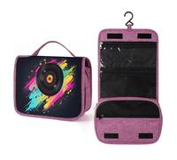 Viny Cd Hanging Toiletry Bag Colorful Music Record Travel Wash Bag Cosmetics Makeup Organizer for Women Men Portability Multi-Compartment