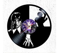 VINY WOODY Horror Comedy Vinyl Record Wall Clock, Gothic Design, 30 cm, Black, Analogue for Living Room