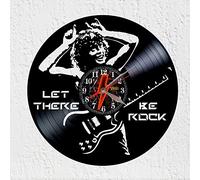 VINY WOODY Vinyl Record Wall Clock Silhouette Angus Young Music Rock Heavy Metal
