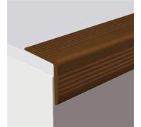 Vinyl Anti Slip Stair Strips Nosing, Self Adhesive Edge Protector Rubber Treads, Waterproof Nose Molding Corner Trim for Outdoor & Indoor Staircase Treads(Brown,2.5x2.5cm-10meters/393in)