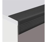 Vinyl Anti Slip Stair Strips Nosing, Self Adhesive Edge Protector Rubber Treads, Waterproof Nose Molding Corner Trim for Outdoor & Indoor Staircase Treads(Black,2.5x2.5cm-10meters/393in)