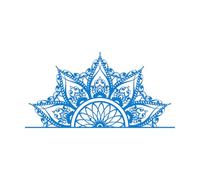Vinyl Art Sticker Bohemian Yoga Studio Half Mandala 42x82.5cm Easy Installation Large Blue