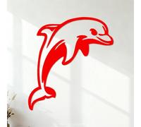 Vinyl Art Sticker Dolphin Ocean Marine Animal Nursery 42x45.9cm Multiple Size Options Red