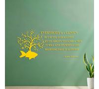 Vinyl Art Sticker Everybody is a Genius but You Judge a Fish by its Climb a Tree. Albert Einstein 40.8x87.4cm Equipped with Transfer Film kit Yellow