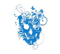 Vinyl Art Sticker Flowers Skull Gothic Style 51x66.4cm It Won't Fall Off Blue