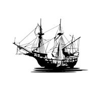 Vinyl Art Sticker Galleon Sea Ship Sailboat Marine Ocean 51x71.1cm It Won't Fall Off Black