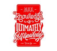 Vinyl Art Sticker Inscription: All Knowledge is Ultimately self-Awareness 57.6x79.2cm Waterproof Red