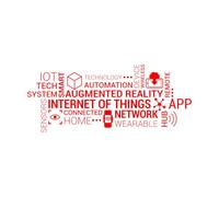 Vinyl Art Sticker Internet of Things IoT Devices Technology Words 31.5x73.5cm Removable Without Leaving Glue Large red