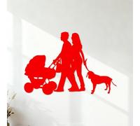 Vinyl Art Sticker Mom Dad Family Stroller Baby Dog Home 42x61.4cm Personalized Customization Red