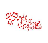 Vinyl Art Sticker Musical Notes on 34x64.8cm Multi Color Selection Red