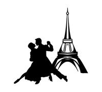 Vinyl Art Sticker Paris Eiffel Tower Ballroom Dancing Love 36x36.9cm Personalized Customization Small Black