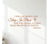 Vinyl Art Sticker Psalm 4:8: I Will Lie Down and Sleep in Peace † for You Alone O Lord Make ME Dwell in Safety. 54.1x136.6cm Multiple Size Options Orange