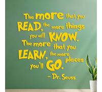 Vinyl Art Sticker Reading Quotes The More You Read The More You Know 54.6x54.7cm Do not Damage the wall Surface Yellow