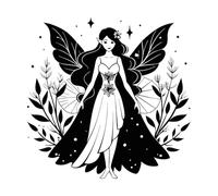 Vinyl Art Sticker Sparkling Fairy Silhouette with Tooth Clipart Design 42x42.5cm Art Mural Painting Black