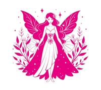 Vinyl Art Sticker Sparkling Fairy Silhouette with Tooth Clipart Design 42x42.5cm It Won't Fall Off Rosered