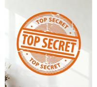 Vinyl Art Sticker Top Secret Spy Stamp Confidential Private 54.6x54.7cm Wall beautification Orange