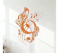 Vinyl Art Sticker Treble Clef Musical Notes Music Recording Studio 54.6x75.9cm Can Modify and add Information Orange