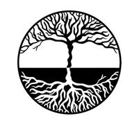 Vinyl Art Sticker Tree of Life Yin Yang Symbol Gothick Style 36x36cm Art Decoration Small Black