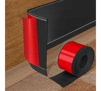 Vinyl Baseboard Molding Trim 10cm x 12.2m Peel and Stick Baseboard Trim Flexible PVC Cove Base Moulding Self-Adhesive Trim for Garage Bathroom Cabinet Floor Walls, Black