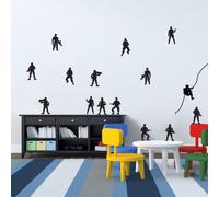 Vinyl Concept - Army Men Wall Stickers (15 X Gi Joe Style) Removable, Easy to Remove, Children's Wall Stickers, Art Mural, Art Decor, Sticker DIY Deco : Black - Small