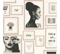 Vinyl Cream Pink Fashion Gallery Wallpaper Wall Print Rose Gold Glitter Modern