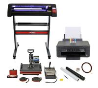 Vinyl Cutter Sublimation Printer 5 in 1 Heat Press T Shirt Transfer Digital Industrial Business Home Custom Design LED Plotter Machine Stand Cutting Printing | Weeding Pack Black