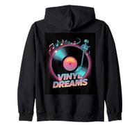 Vinyl Dreams Retro Record Player Music Vibes Zip Hoodie
