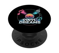 Vinyl Dreams Retro Record Player Sunset Music PopSockets Adhesive PopGrip