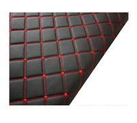 Vinyl Faux Leather Black Quilted Fabric Foam Backed 1.6x1m with 3mm Foam Backing Upholstery Faux Leather Fabric Sheet for DIY Crafts Sewing Car Cushion Decorate Headliner (Color: Black (red line)) (C