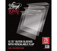 Vinyl Fever Resealable Record Outer Sleeves for 12'' Records (75 Pack) | 3 Mil Polypropylene Covers with Flap Premium Protective That Cover and Seal Albums Completely to Prevent Damage, Clear