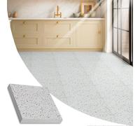 Vinyl Floor Tiles Self Adhesive - 10 Pack / 22.50 ft² (2.09 m²) Large Vinyl Flooring Peel And Stick Floor Tile - 18x18 inch (45.7x45.7cm) - For Kitchen, Living Room and Bathroom - Light Grey Terrazzo
