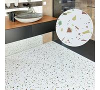 Vinyl Floor Tiles Self Adhesive 30-Pack - Covers 30 sq.ft (2.79 m²) - Wear Resistant Square Flooring Tile 12x12 in (30.5 x 30.5cm) - White Terrazzo Look with Flecks Peel and Stick Floor Tiles
