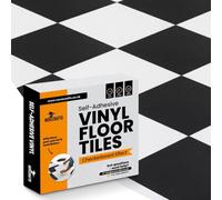 Vinyl Floor Tiles Self Adhesive - 40-Pack Mixed / 40ft² (3.72m²) Peel And Stick Tile - 12x12 inch (30.5x30.5cm) For Kitchen, Hallway and Bathroom Flooring - 20 Black & 20 White Pcs Checkerboard