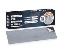 Vinyl Flooring | Self Adhesive Flooring Plank with Wood Effect | Peel and Stick Floor Tiles | Self Adhesive Flooring | 1.5mm 36pcs Waterproof for Bedroom Office Floor Plank(5.02m²,Grey)