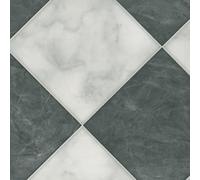 VINYL FLOORING UK Black & White Marble Effect Anti-Slip Vinyl Flooring forLivingRoom, Hallways, Kitchen, 2mm Thick Cushion Backed Vinyl Sheet, Waterproof Lino Flooring-1m(3'3") X 2m(6'6")-2m²