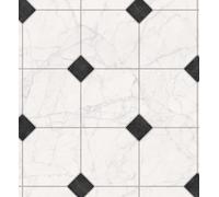 VINYL FLOORING UK White Black Designer Effect Anti-Slip Vinyl Flooring For LivingRoom, Hallways, Kitchen, 3.8mm Vinyl Sheet, Waterproof Lino Flooring-3m(9'9") X 2m(6'6")-6m²