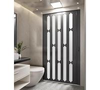 Vinyl Folding Room Dividers with Magnetic Closure, Privacy Accordion Panel Gate Featuring Grid Window for Laundry, Kitchen, Patio - Easy Installation