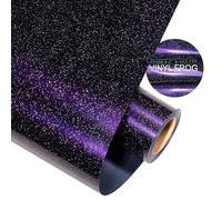 Vinyl Frog 12"x8ft Chameleon Heat Transfer Vinyl, Gradient Black Shimmer HTV Vinyl, Glossy Metallic Iron on Vinyl for T-Shirt Easy to Cut and Weed(Black to Purple)