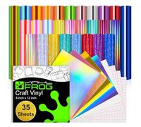 VINYL FROG 35 Pack Permanent Vinyl Bundle 12" x 8" Adhesive VinylSheets Rainbow Holographic Vinyl for DIY Craft, Home Decor, Mugs, Windows, Decals