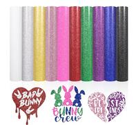 VINYL FROG Glitter Heat Transfer Vinyl 10 Pack12''x10'' cm Sparkle Iron on Vinyl Rainbow HTV Vinyl Sheets for DIY T-Shirt and Other
