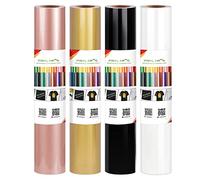 VINYL FROG Heat Transfer Vinyl HTV Vinyl Roll 4 Rolls 12'' x 3ft Black, White, Gold, Rose Gold Iron on Vinyl for DIY Craft Designs
