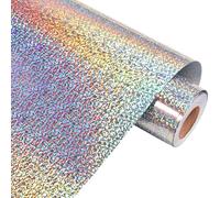 VINYL FROG Holographic Glitter Heat Transfer Vinyl 12"x5ft Silver Colorful Shimmer Heat Press Patterned Vinyl Iron on HTV Vinyl for DIY T-Shirts and Other Fabrics
