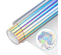 VINYL FROG HTV PU Metallic Holographic Silver Roll 30.5x155cm Iron on Vinyl Easy to Cut & Weed Heat Transfer Vinyl DIY Heat Press Design for T-Shirts