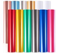 VINYL FROG Metallic Chrome Vinyl 12 Sheets Glossy Permanent Vinyl Foil Adhesive Permanent Vinyl Bundle with Transfer Tape for DIY Home Decor, Mug, Window, Ceramics, Holiday Party Decal