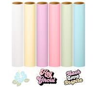 VINYL FROG Pastel Permanent Adhesive Vinyl Bundle 12''x5ft/Roll Matte Adhesive Vinyl Pack 6 Boho Colour Permanent Vinyl for Mug, Cup, Window & Home Deco,and other DIY projects