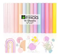VINYL FROG Pastel Permanent Vinyl -12‘’x12'' Glossy Boho Vinyl Bundle 14 Sheets 12 Self Adhesive Vinyl+2 Transfer Tape for Home Decor Birthday Party Mug DIY Gift