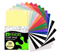 VINYL FROG Permanent Adhesive Vinyl Bundle 20 Pack Glossy Vinyl Sheets | 12''x12'' Permanent Vinyl for Cricut, Pastel Adhesive Vinyl with Tansfer Tape for Home Decor, Mug, Wrap, Stickers, Lettering