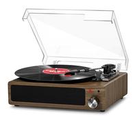 Vinyl FYDEE Player Belt-Drive 3-Speed Turntable with Speakers, Supports Headphone Jack, AUX IN, RCA Output - Gray